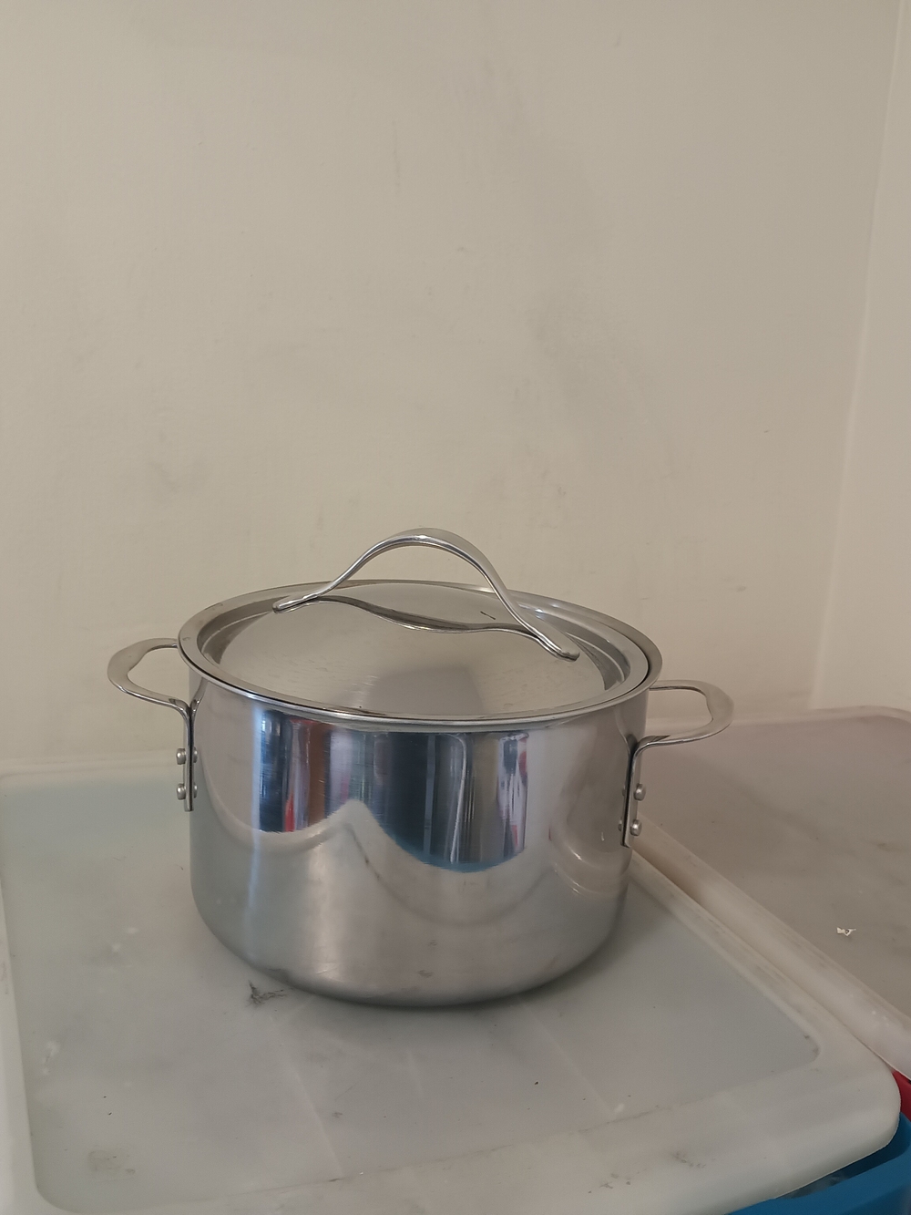 Stainless Steel Covered Stockpot - Silver. Commercial Calphalon.